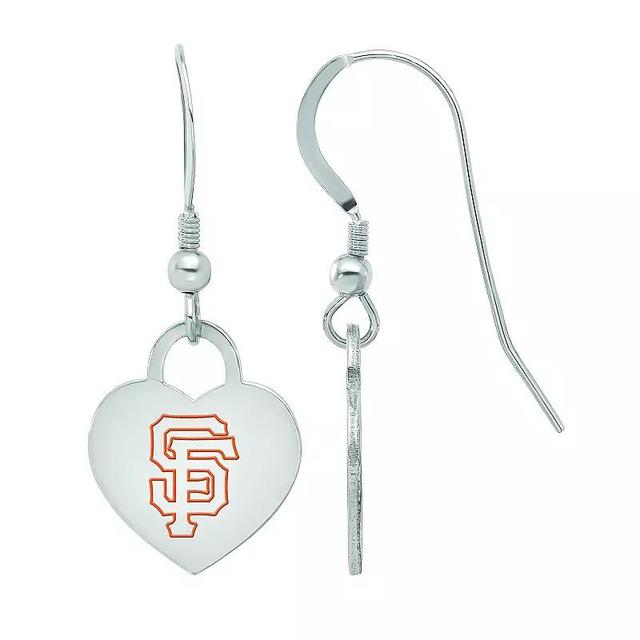 LogoArt Sterling Silver San Francisco Giants Heart Dangle Earrings, Womens Product Image