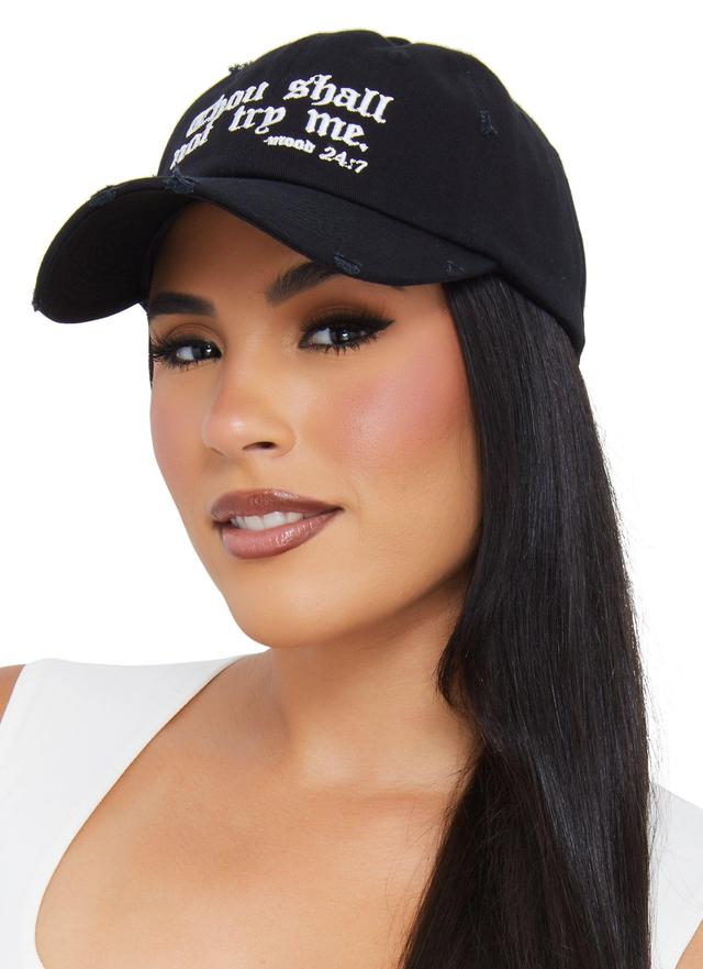 Thou Shall Not Try Me Distressed Baseball Cap Female Product Image