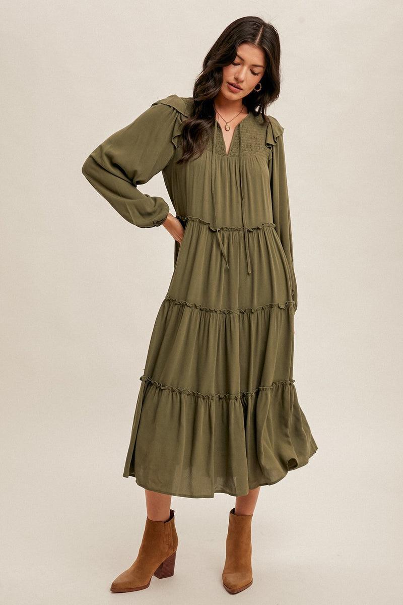 Olive Tiered Dress product image