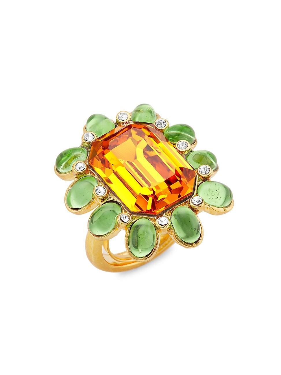 Womens 22K Gold-Plated, Glass Crystal & Faux Multi-Gemstone Ring Product Image