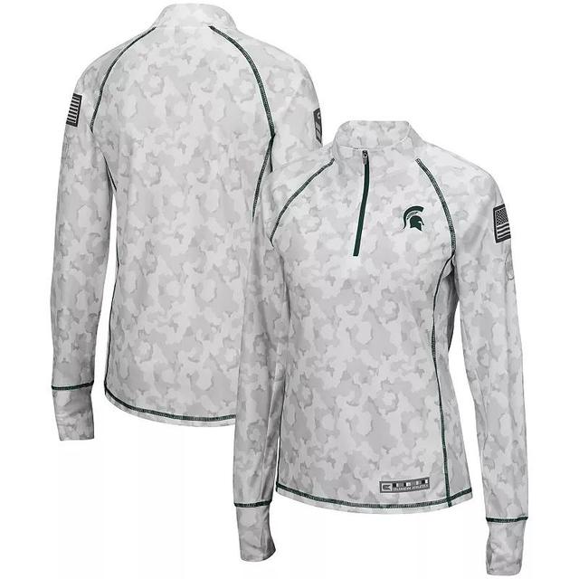 Womens Colosseum Michigan State Spartans OHT Military Appreciation Officer Arctic Camo 1/4-Zip Jacket Product Image