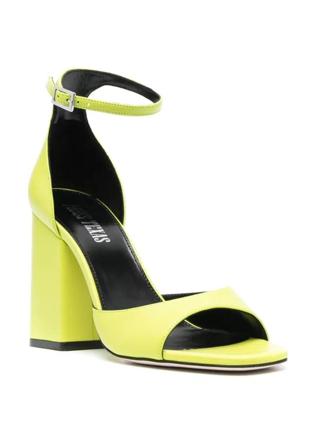 PARIS TEXAS Fiona Leather Heel Sandals In Green Product Image