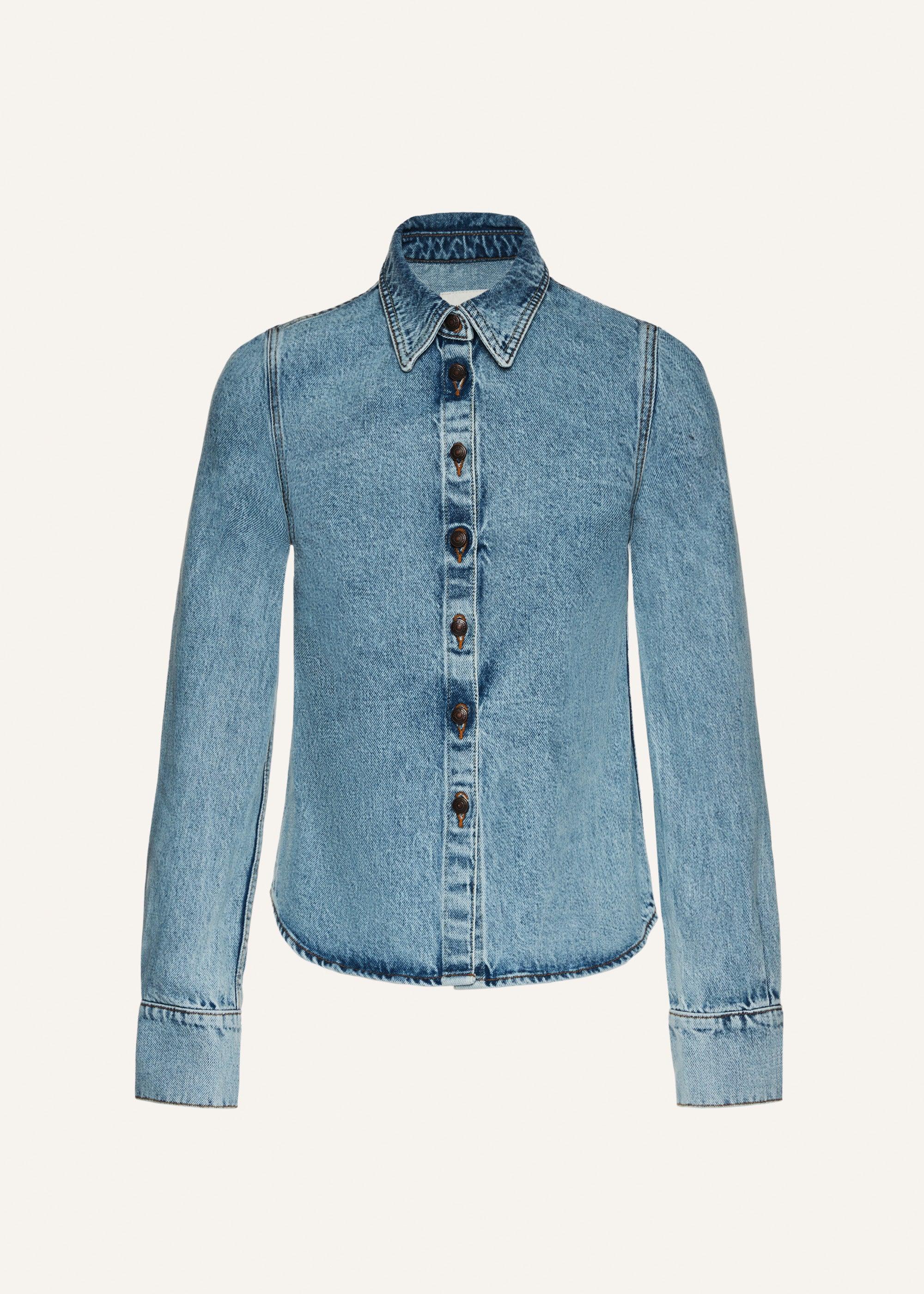 Fitted denim shirt in faded blue Product Image