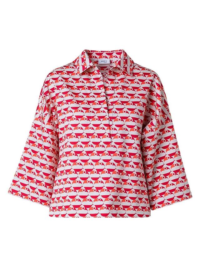 Akris punto Flamingo Dot Print Cotton Satin Shirt Product Image