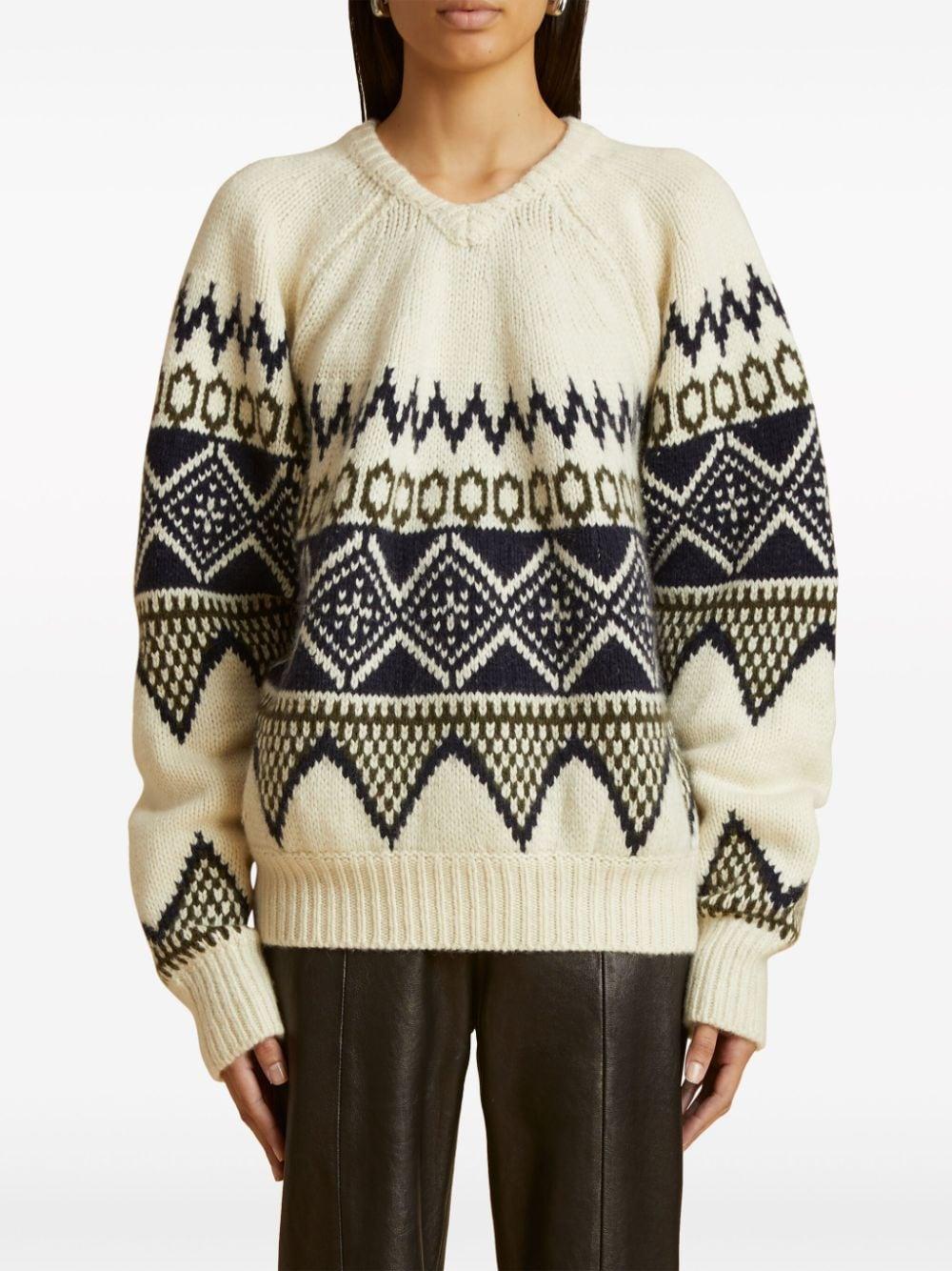 KHAITE The Nalani Patterned Intarsia-knit Jumper In Ivory_multi Product Image