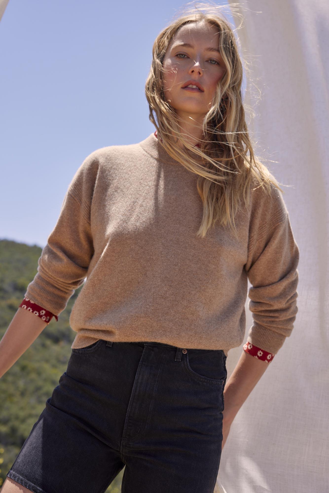 Pearl Cashmere Sweater - Cafe Au Lait Product Image