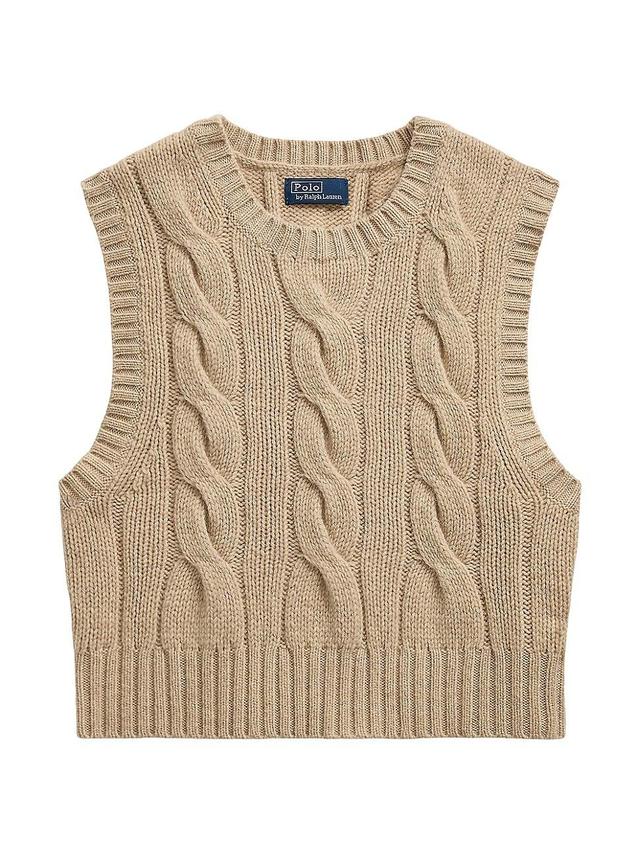 Womens Crop Wool-Cashmere Cable-Knit Sweater Product Image