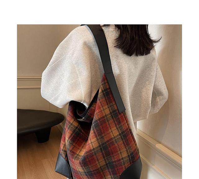 Plaid Panel Tote Bag Product Image