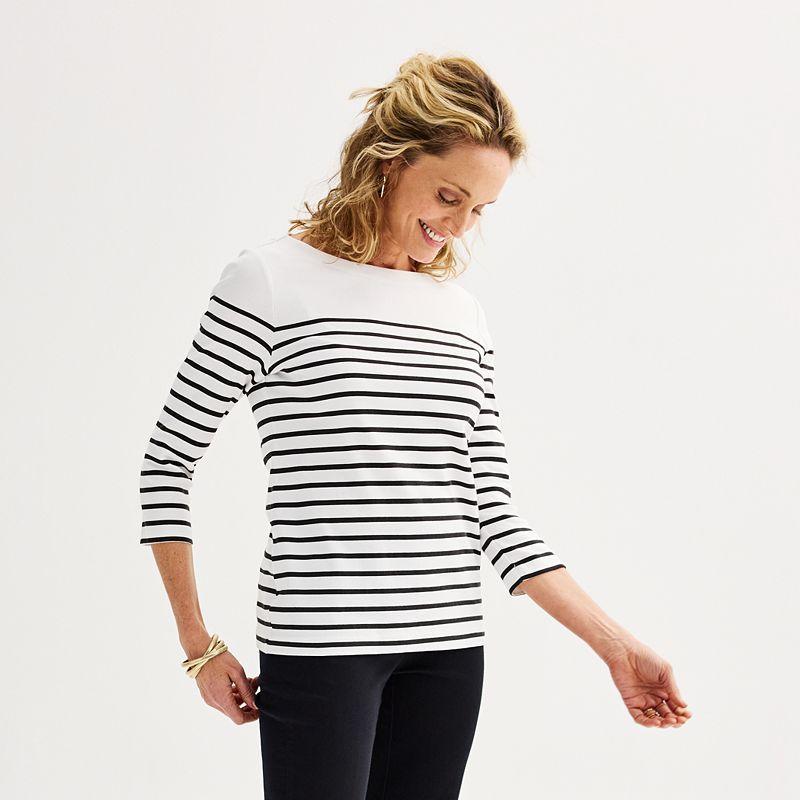 Womens Croft & Barrow Boatneck Top White Product Image