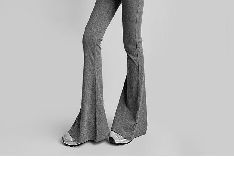 Mock Two-Piece High Rise Plain Drawstring Flared Pants Product Image