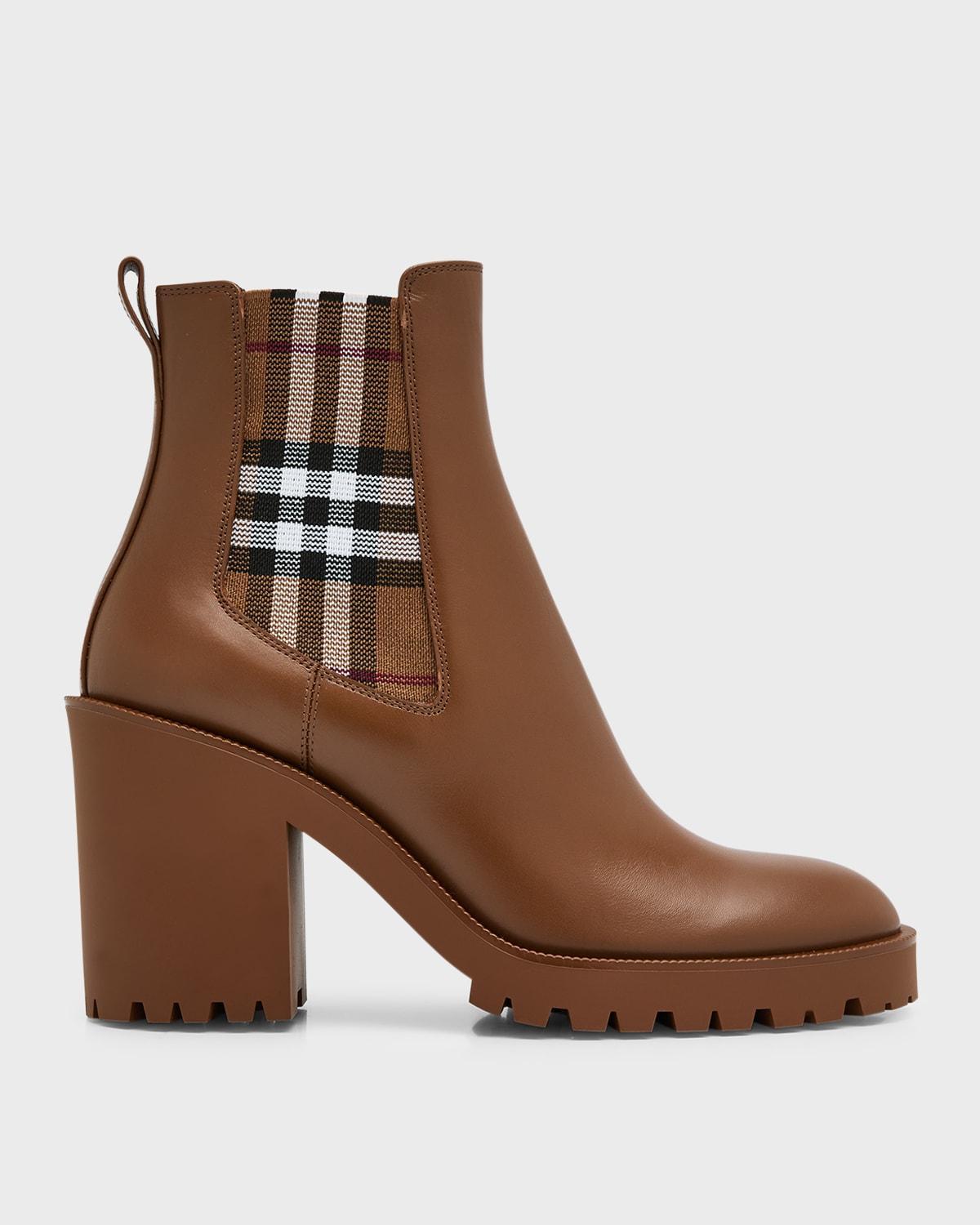 Allostock Leather Check Heeled Chelsea Booties Product Image