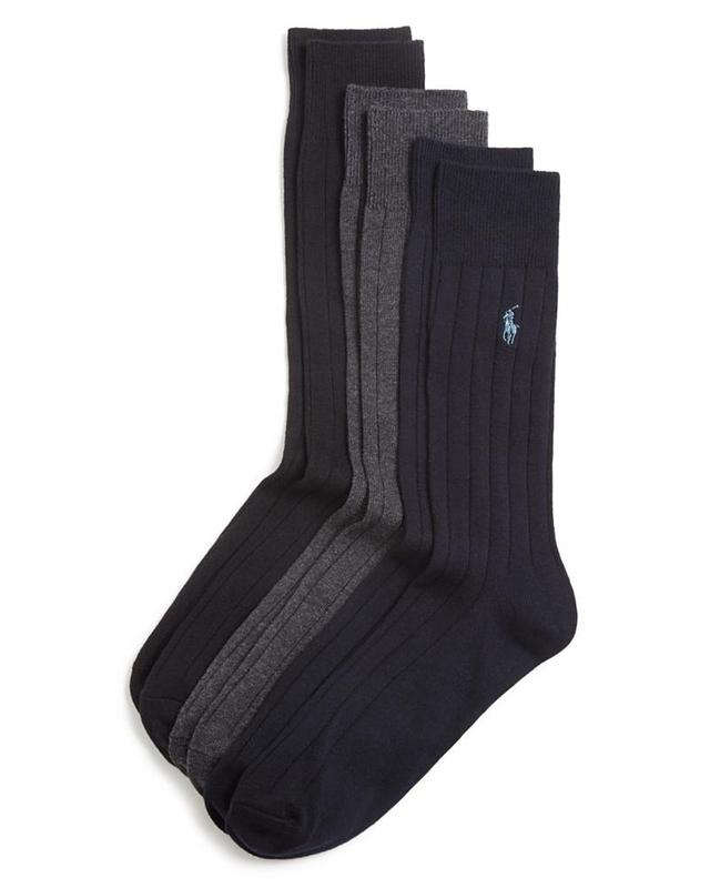 Polo Ralph Lauren Combed Assorted Color Cotton Dress Socks 3-Pack - Charcoal/Heather Grey/Light Grey Product Image