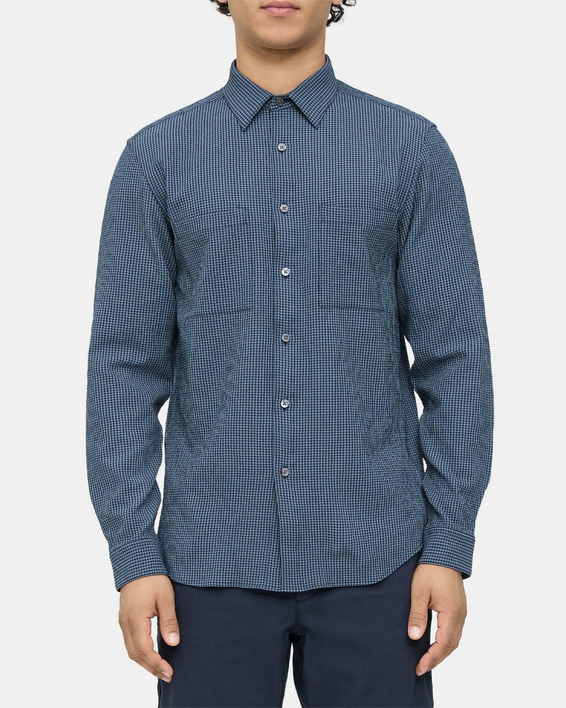 Standard-Fit Shirt in Gingham Seersucker Product Image