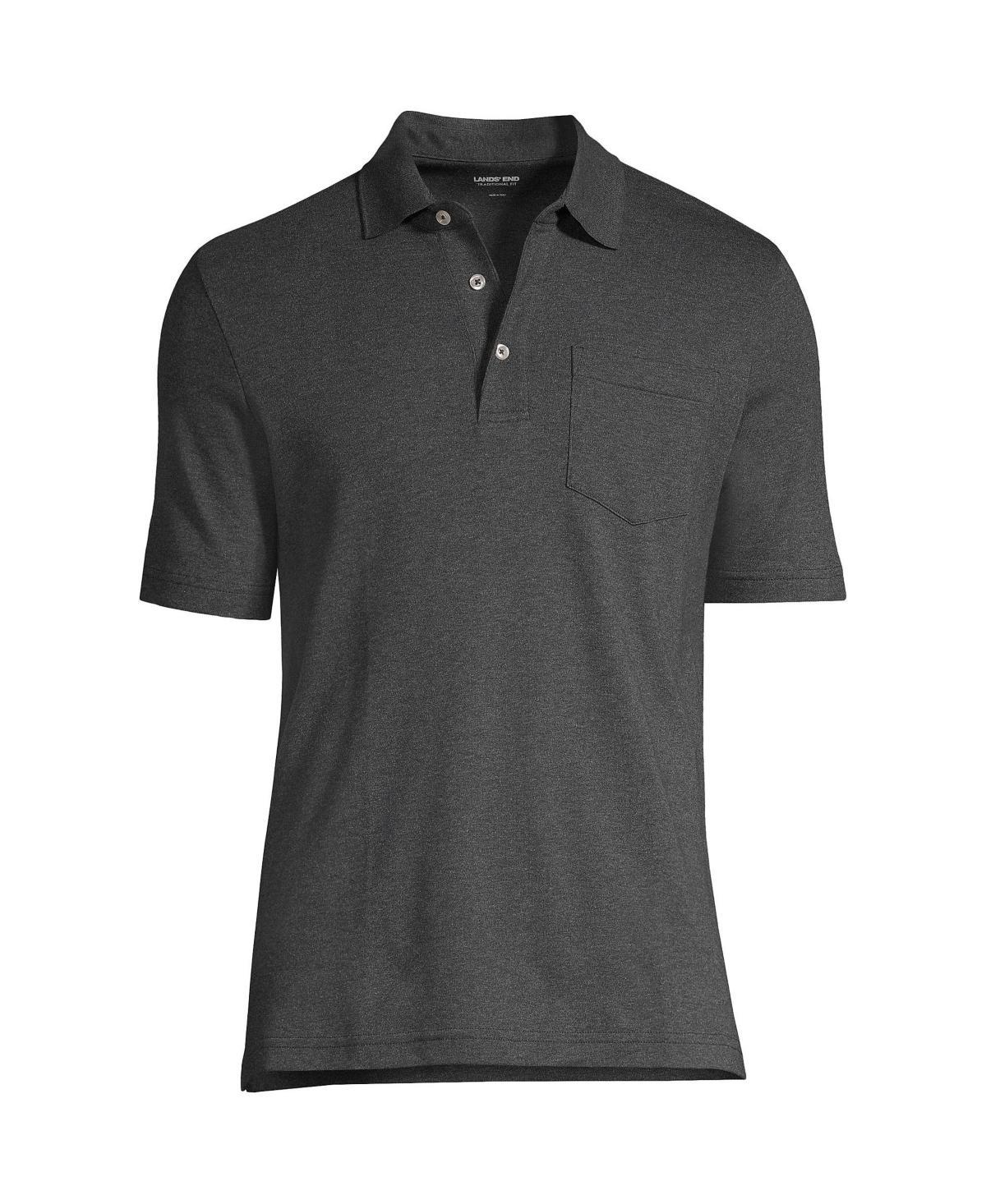 Mens Lands End Super Soft Supima Pocket Polo Green Product Image