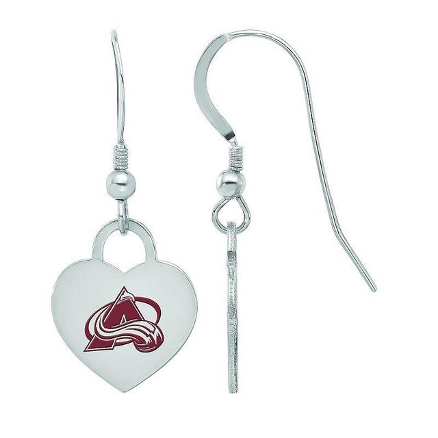 LogoArt Sterling Silver Enamel Colorado Avalanche Heart Drop Earrings, Womens Product Image