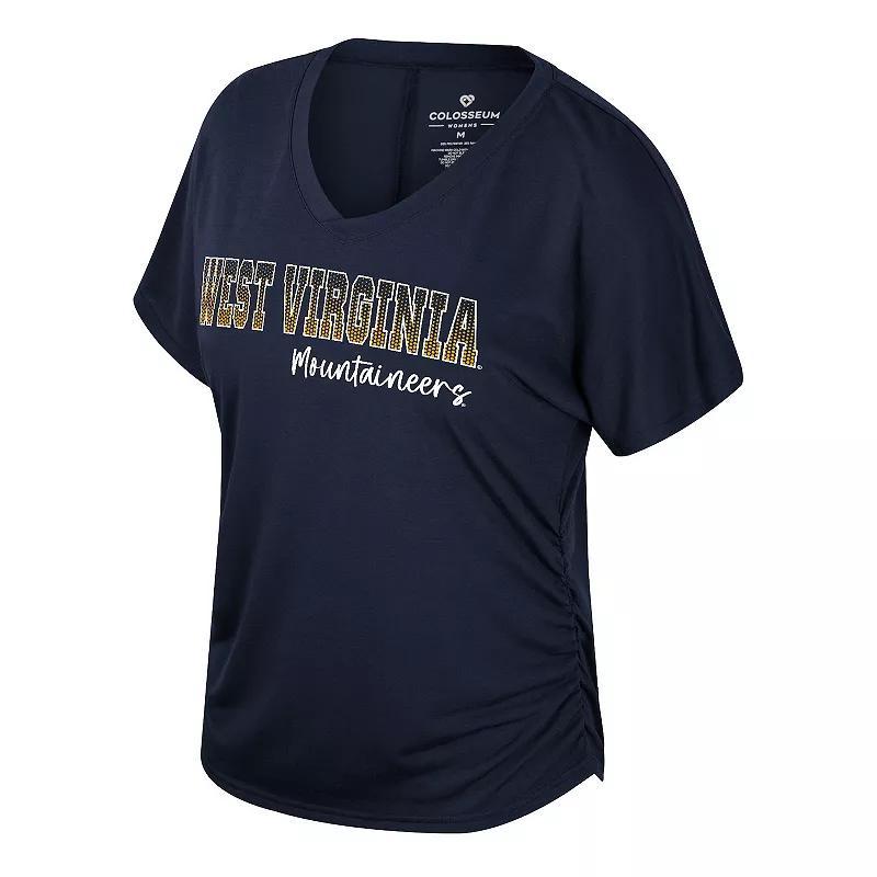 Womens Lady Ruched Michigan Wolverines V-Neck Tee Blue Product Image