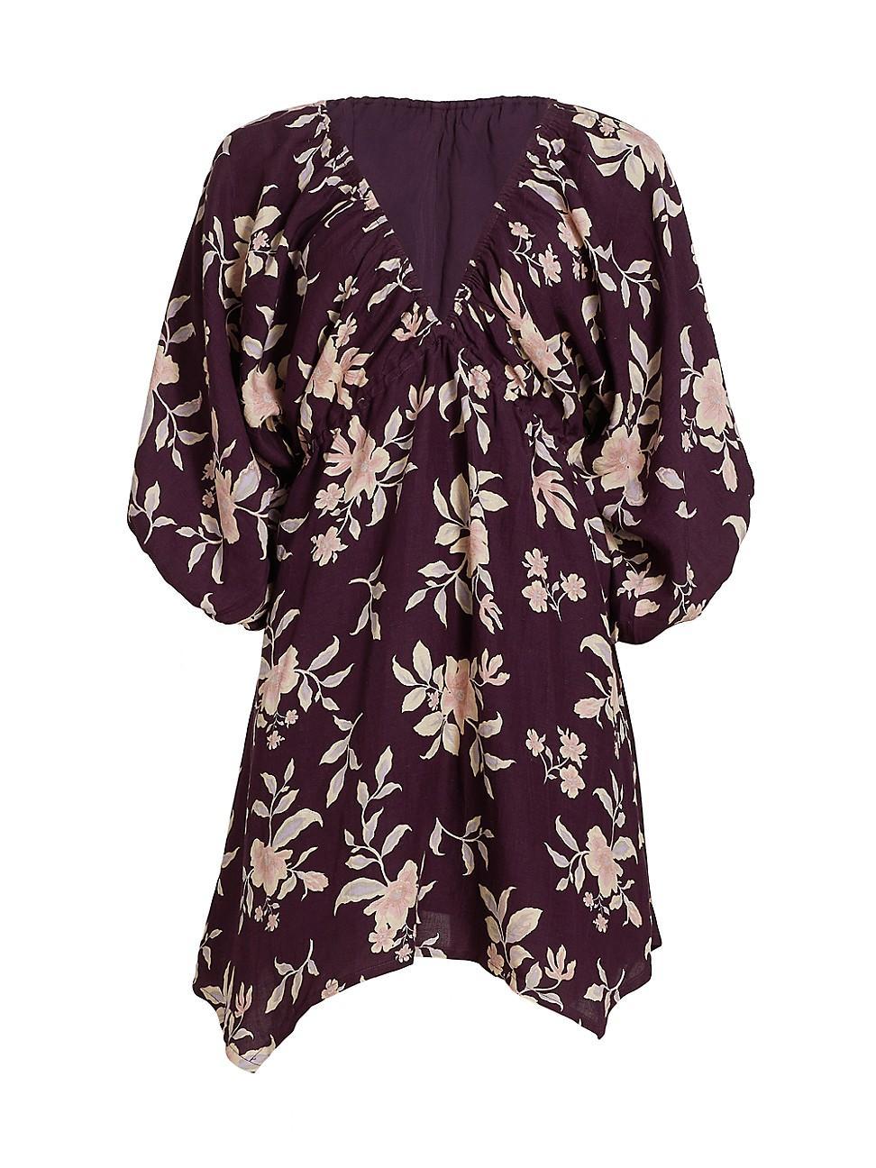 Womens Portia Linen-Blend Floral Minidress Product Image