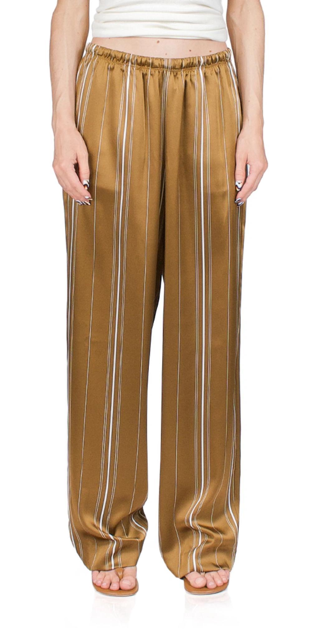 Multi-stripe Satin Pull-on Pants In Nile Product Image