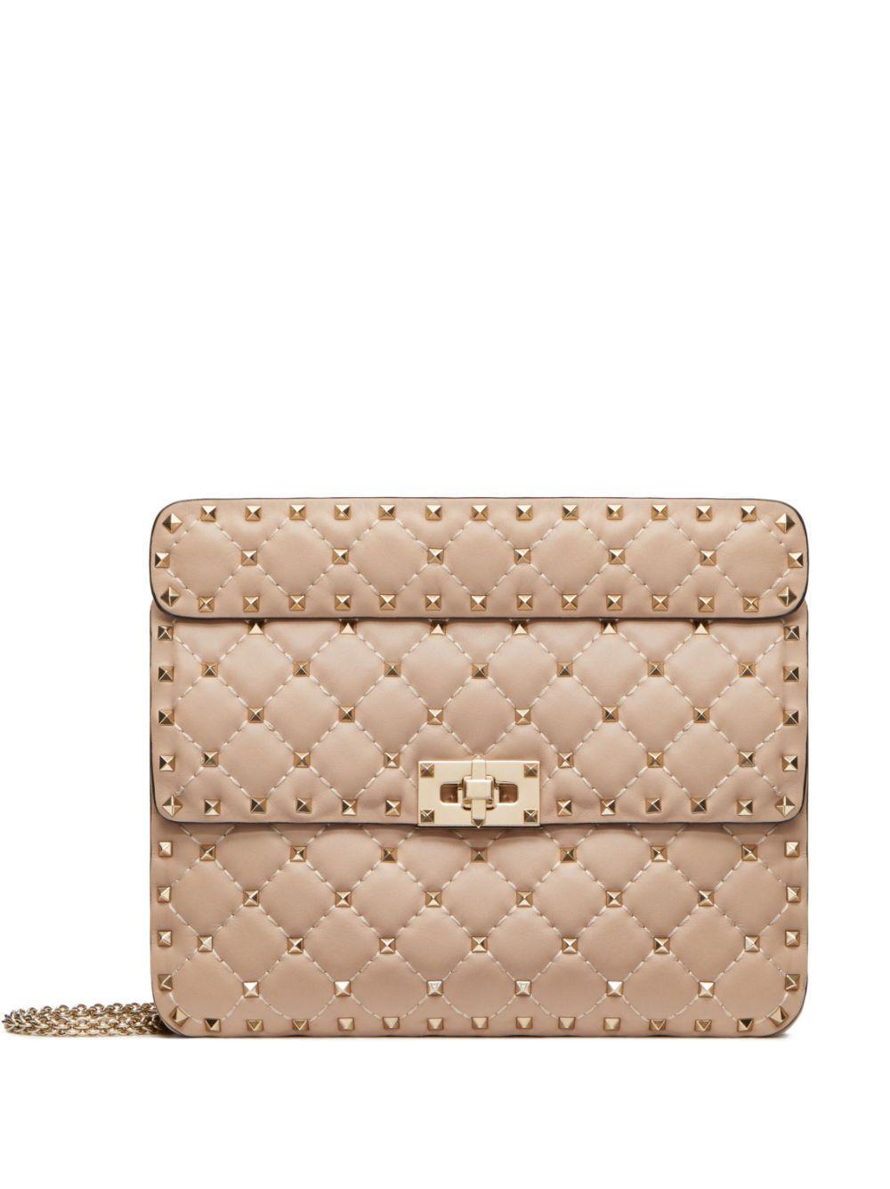 VALENTINO GARAVANI Medium Rockstud Spike Shoulder Bag In Neutrals Product Image