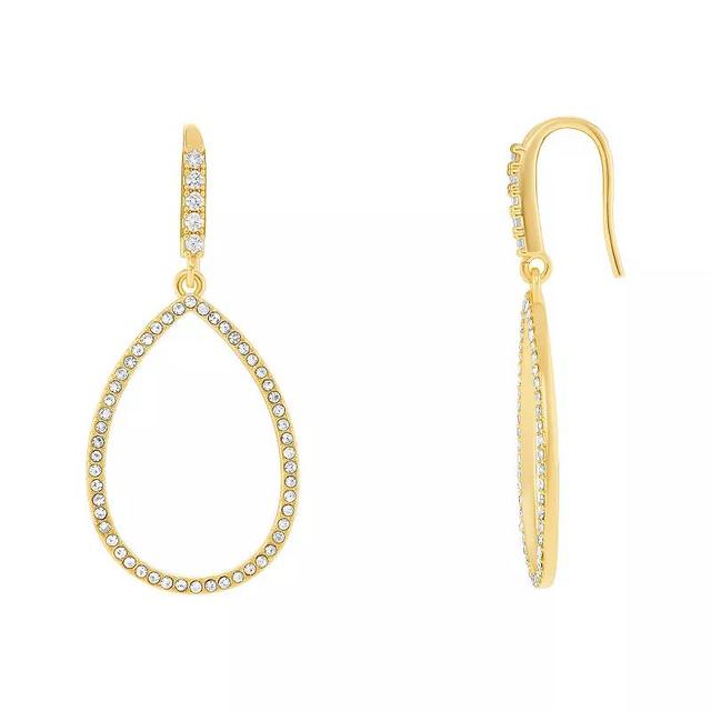 Emberly Gold Tone Pave Glass Stone Teardrop Earrings, Womens, White Product Image