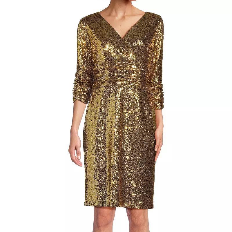 Womens Focus By Shani V-Neck Sequin Dress Product Image