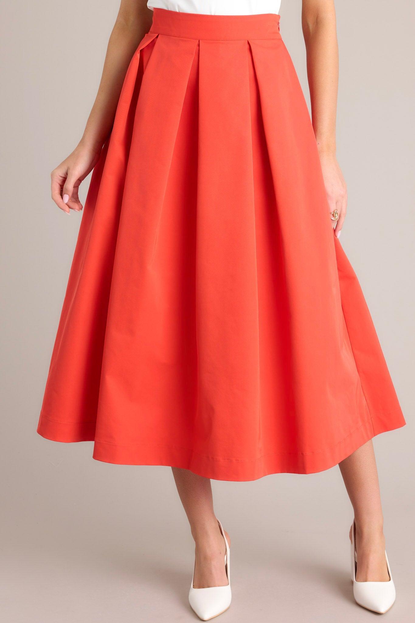 Memories in Focus Tomato Red Midi Skirt Product Image