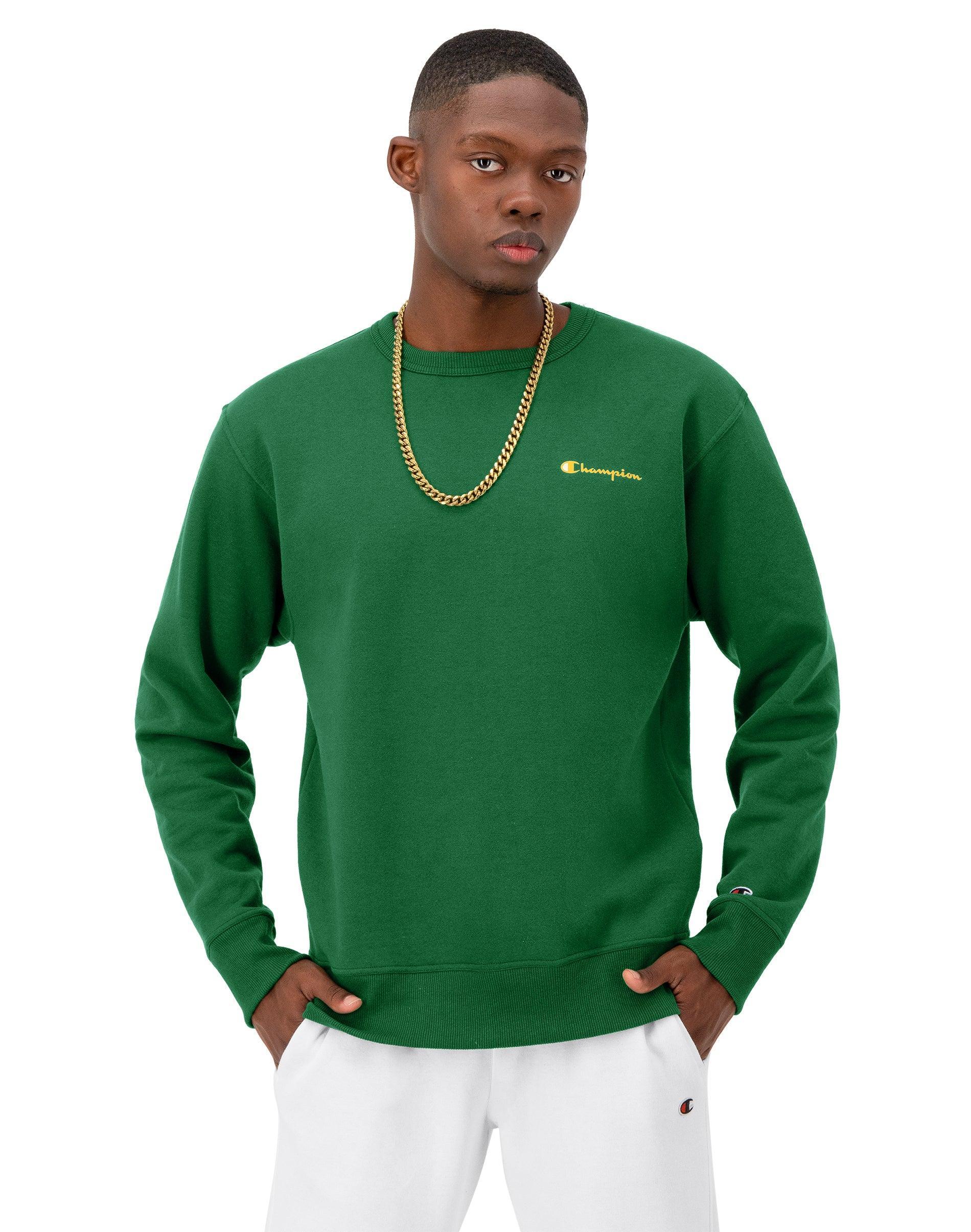 Mens Champion Powerblend Crewneck Sweatshirt, Script Logo Granite Heather L Product Image