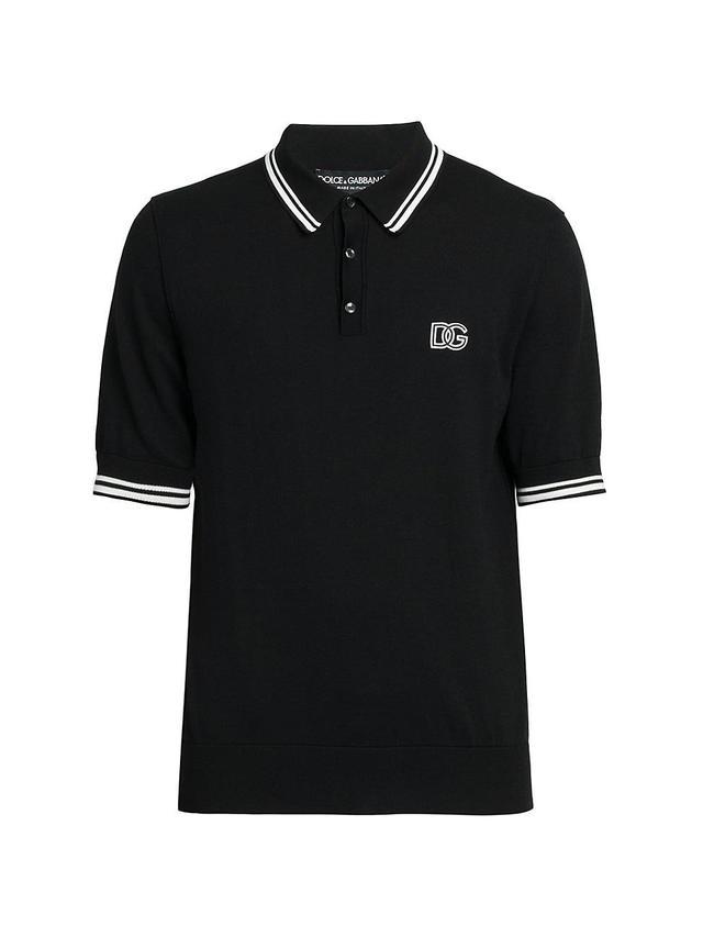 Mens Striped Cotton Polo Shirt Product Image