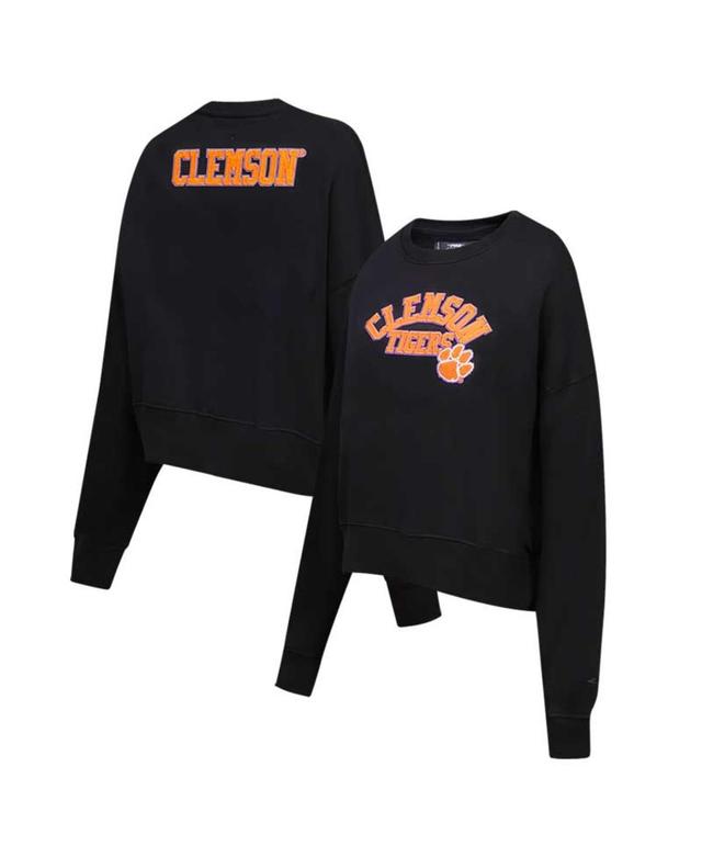 Womens Black Clemson Tigers Classic 3-Hit Pullover Sweatshirt Product Image