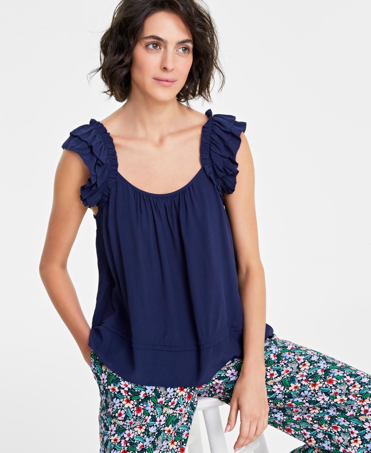 On 34th Womens Printed Ruffle-Strap Swingy Tank, Created for Macys Product Image