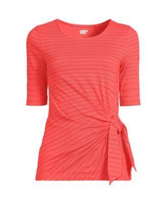 Women's Lightweight Jersey Eyelet Side Tie Top Product Image