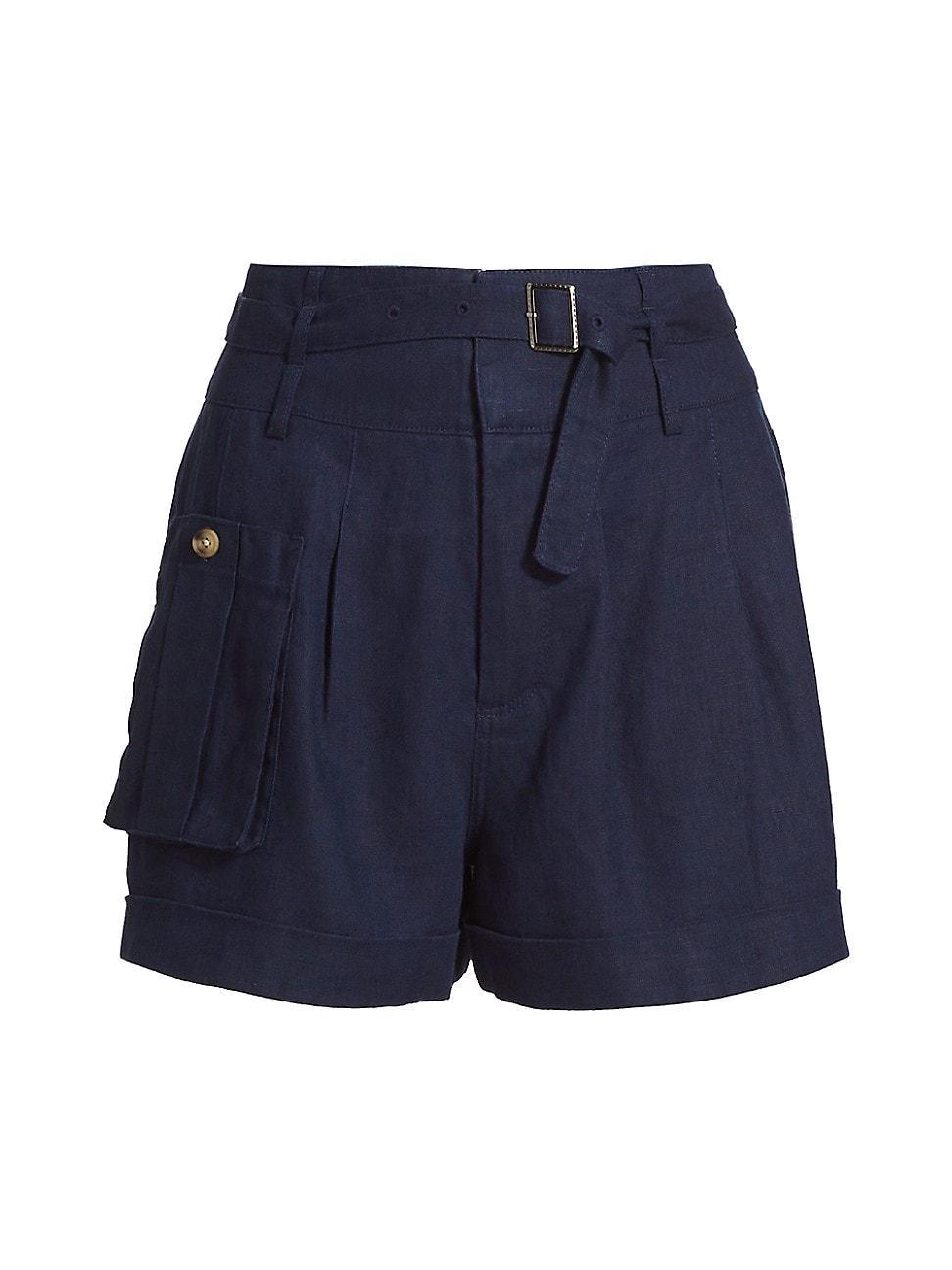 Womens Linen High-Waisted Shorts Product Image