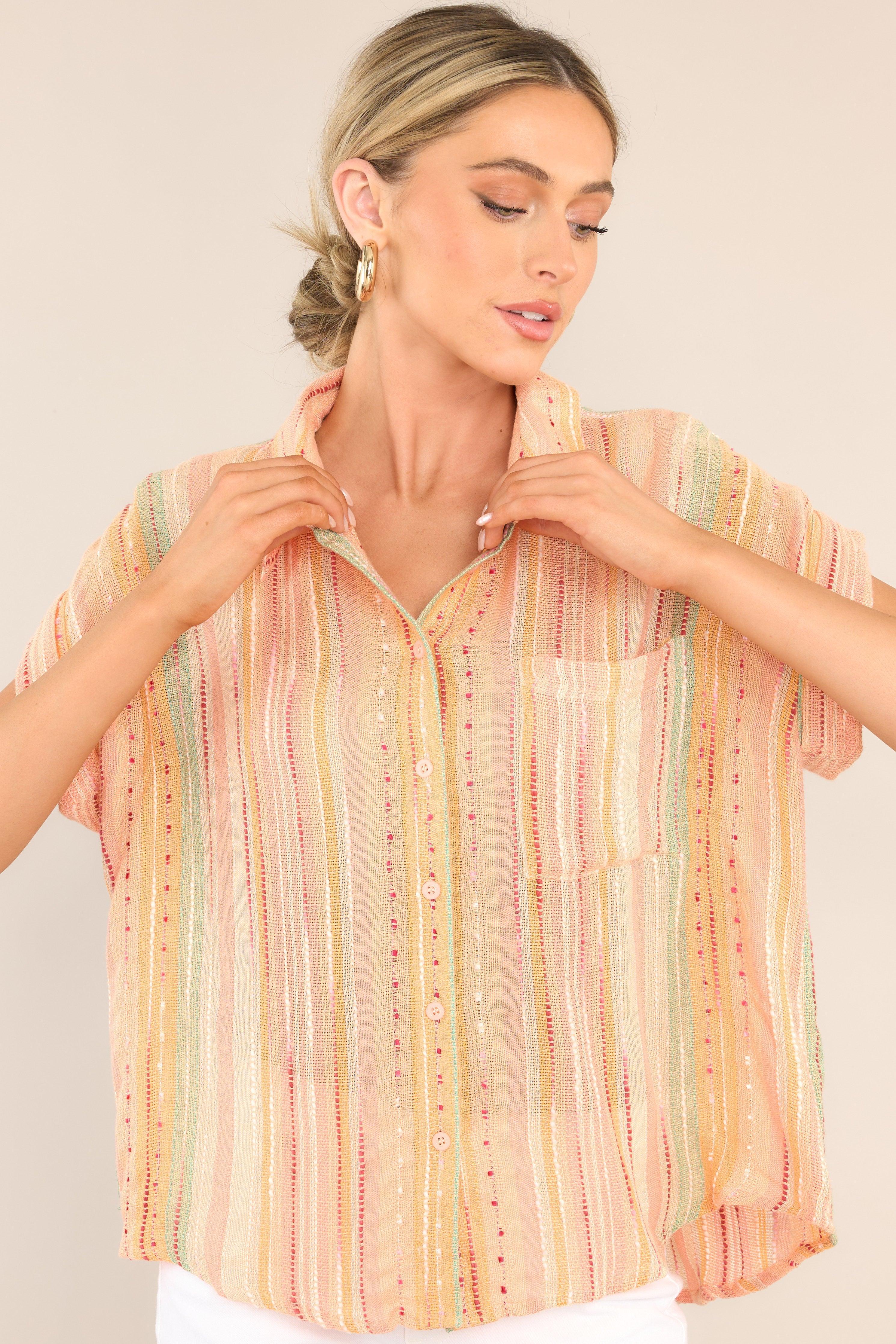 Brighter Than Sunshine Apricot Multi Print Top Product Image