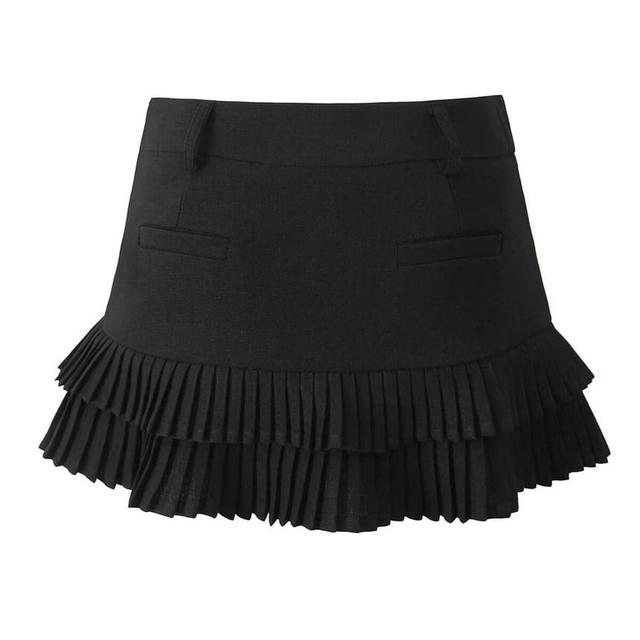 High Waist Plain Mini Pleated Skort Product Image