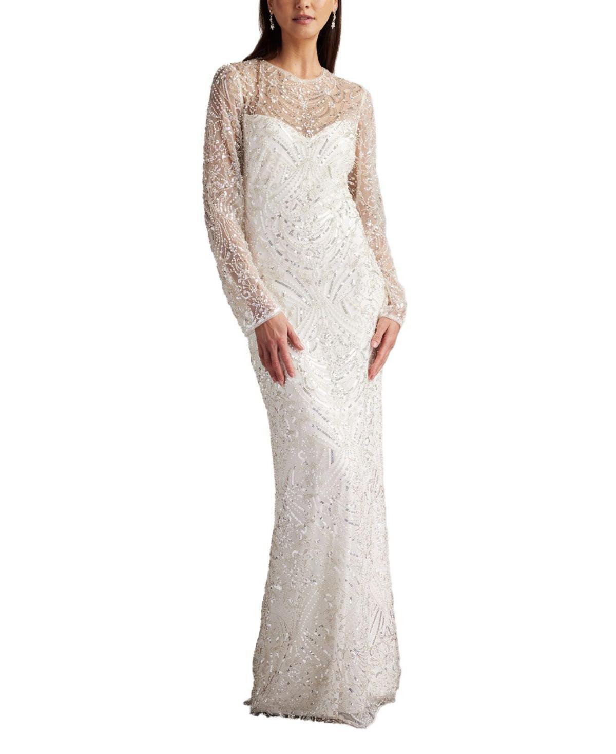 Tadashi Shoji Womens Keziah Embellished Illusion Bridal Gown product image