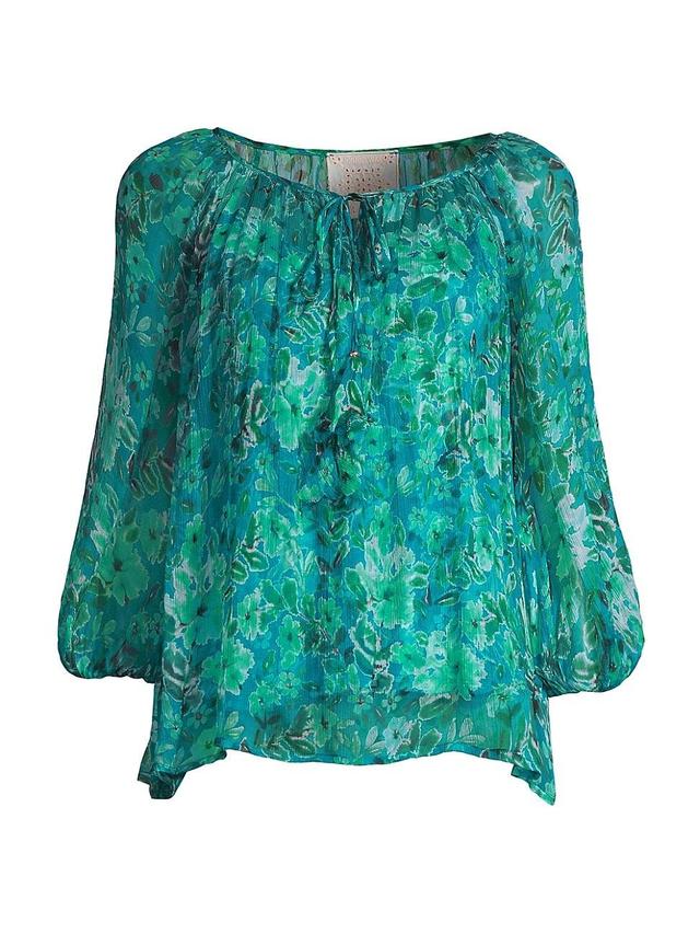 Womens Raquel Silk Peasant Blouse Product Image