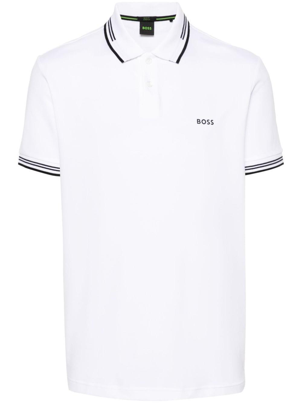 Logo-print Cotton-blend Polo Shirt In White Product Image