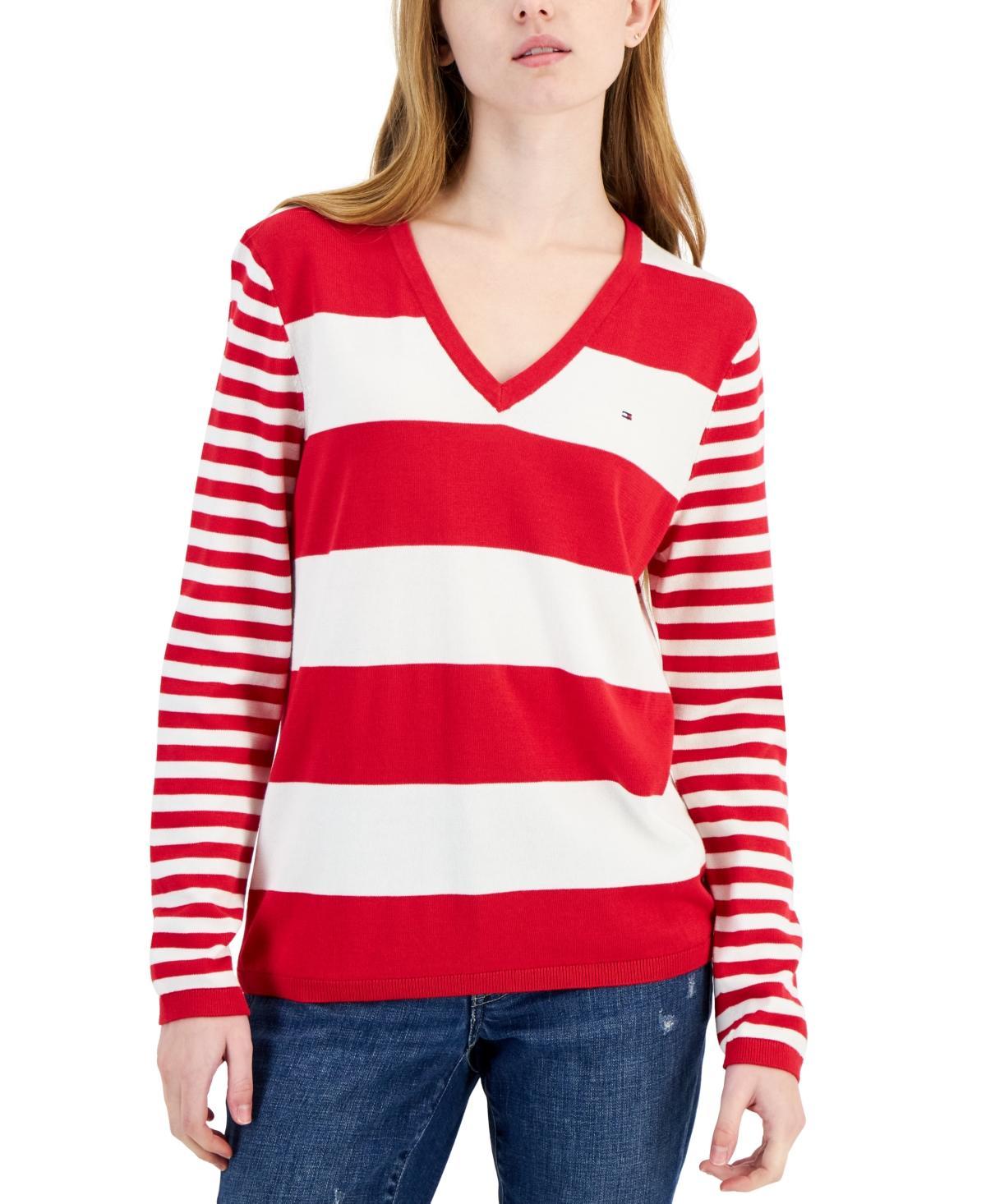 Tommy Hilfiger Mixed Stripe Ivy Sweater (Khaki ) Women's Sweater Product Image