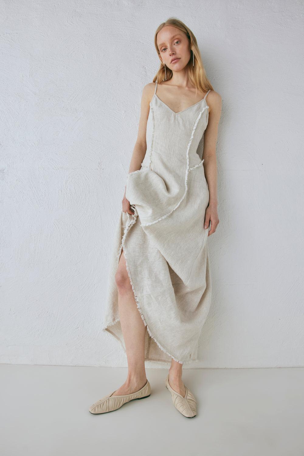 Thea Linen Maxi Dress Natural Product Image