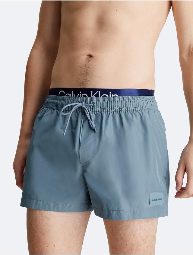 Calvin Klein Mens Double Waistband Swim Shorts - Blue - L Product Image