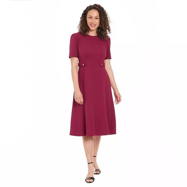 Womens London Times Solid Side Tab Fit & Flare Dress Product Image