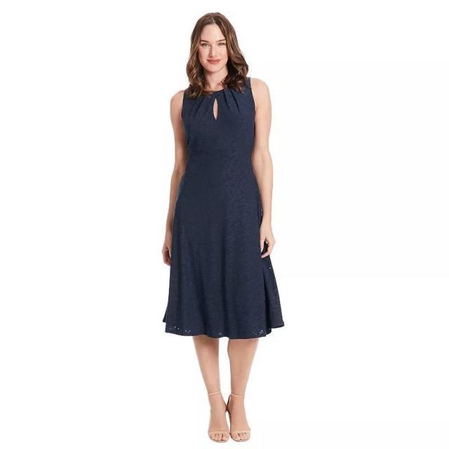 Womens London Times Eyelet Keyhole Neck Midi Dress Product Image