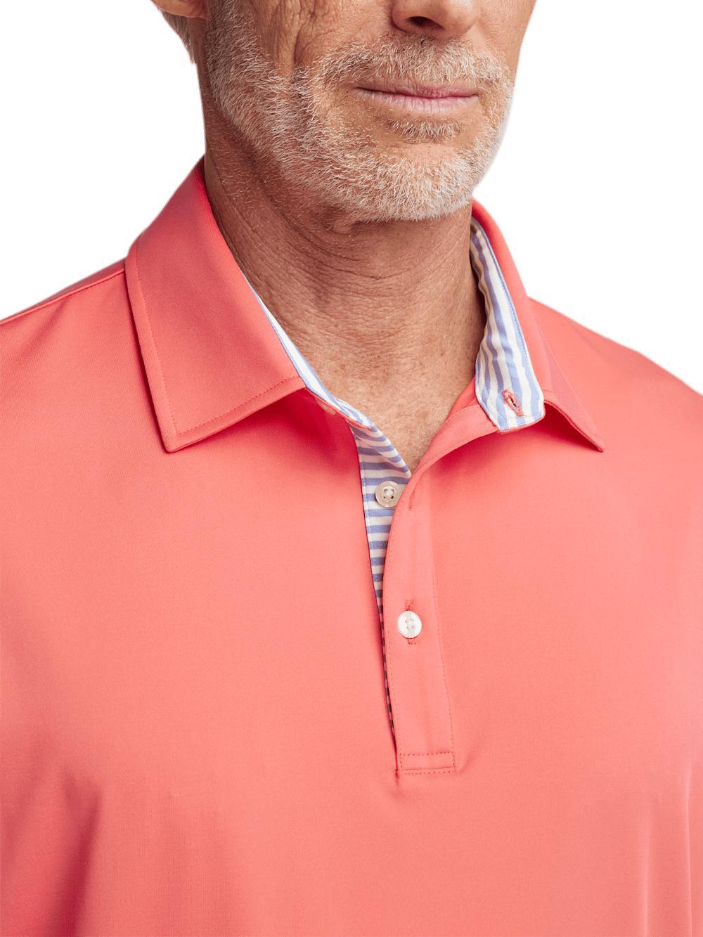 Performance Blend Three Button Polo - Bright Coral Product Image