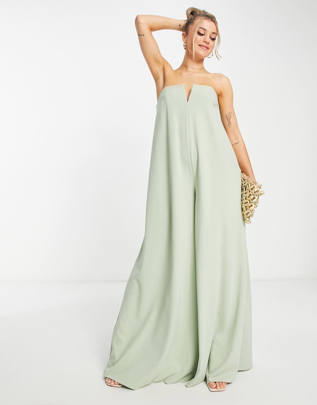 ASOS DESIGN scuba bandeau wide leg jumpsuit Product Image