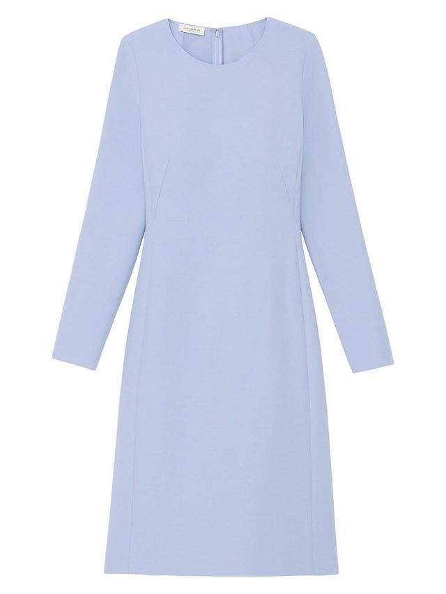 Seamed Long-Sleeve Shift Midi Dress Product Image