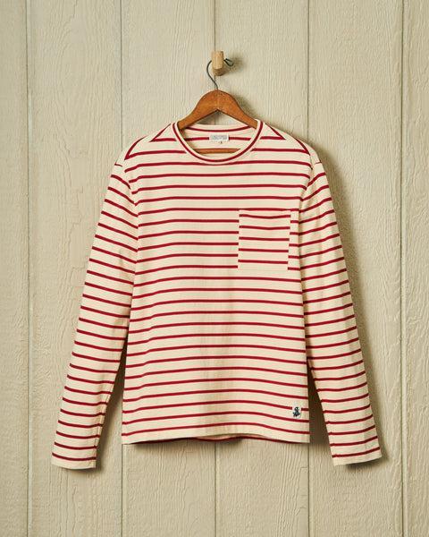 Seafarer Knit Shirt in Cream/Crimson Product Image