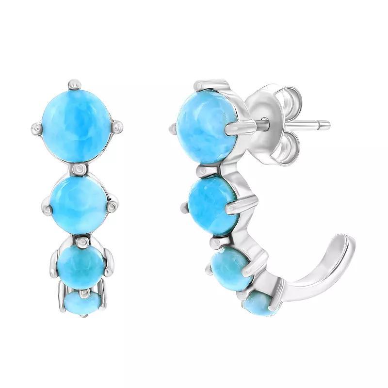 Nautica Rocks Sterling Silver Graduating Round Larimar Earrings, Womens Product Image