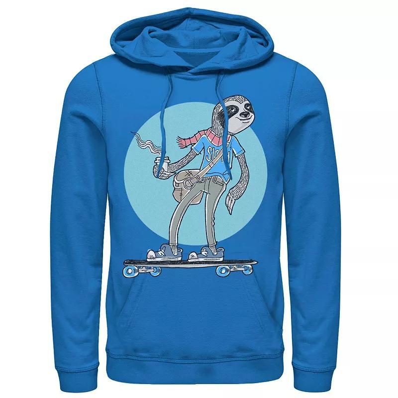 Mens Skateboarding Sloth Back Circle Hoodie Med Blue Product Image