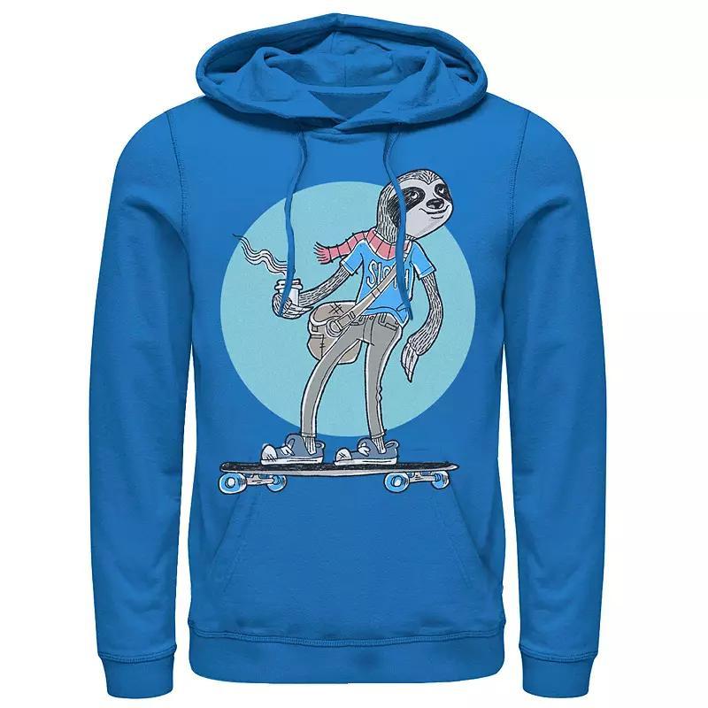 Mens Skateboarding Sloth Back Circle Hoodie Med Blue Product Image