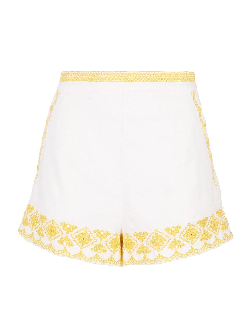 Womens St Lucia Gina Embroidered Cotton-Blend Shorts Product Image